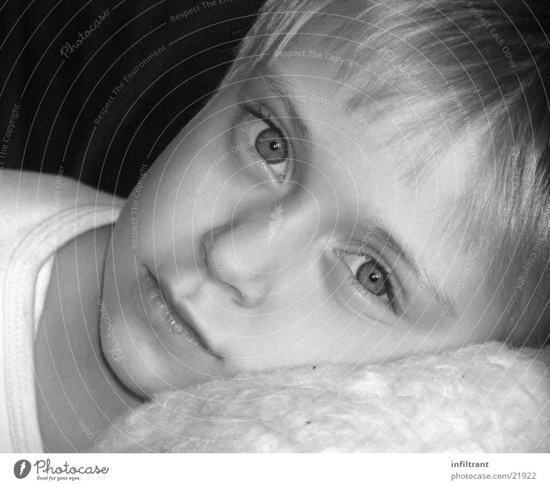girl's portrait Portrait photograph Girl Child Black & white photo Face Eyes Mouth Nose Head