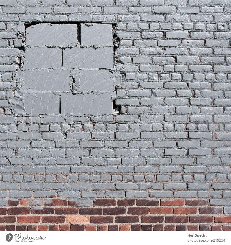 Freshly renovated Wall (barrier) Wall (building) Window Hideous Trashy Gloomy Gray Red Brick wall Brick facade window soffit Closed Paintwork Mortar Opening