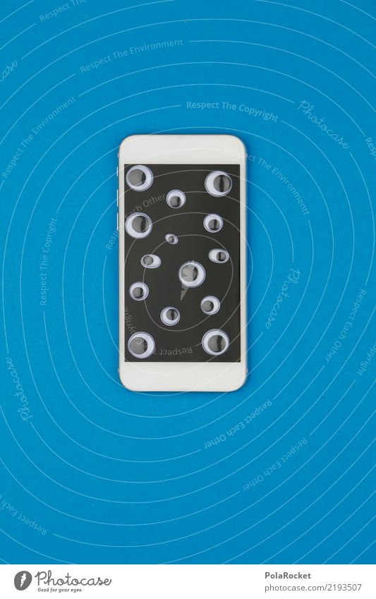 #AS# Spy phone Art Work of art Kitsch Observe Peephole Informer Cellphone Cellphone camera Eyes Curiosity Display Screen Data protection Internet Transparent