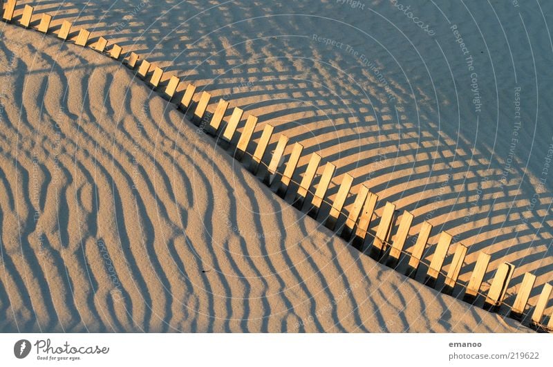 dune brake Leisure and hobbies Summer Summer vacation Beach Nature Landscape Sand Beautiful weather Wind Warmth Drought Yellow Symmetry Line Fence