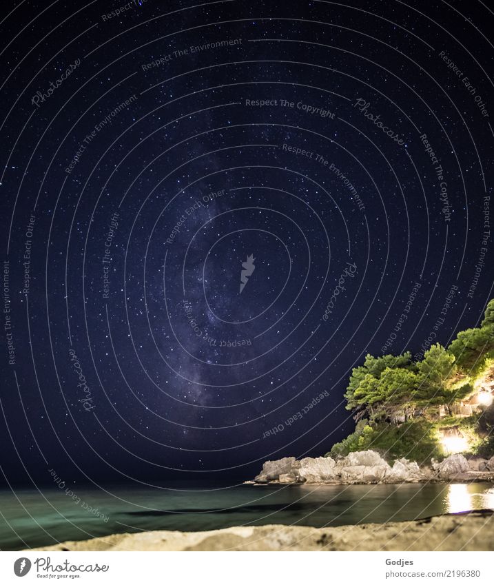 Milky Way | Glyfada Beach | Night | Nature Landscape Water Cloudless sky Night sky Stars Summer Hill Rock coast Ocean Mediterranean sea glyphada Corfu Dream