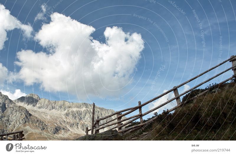Border crossing ...... | Antholz [16] Sky Clouds Summer Autumn Beautiful weather Alps Mountain Antholzer valley South Tyrol Staller Saddle Fence Curiosity Blue