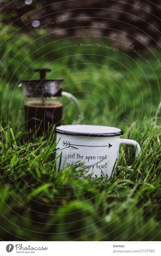 Just the open road... and some coffee. Beverage Hot drink Coffee Mug Enamel Coffee mug cafetiere french press Lifestyle Harmonious Well-being Relaxation Calm