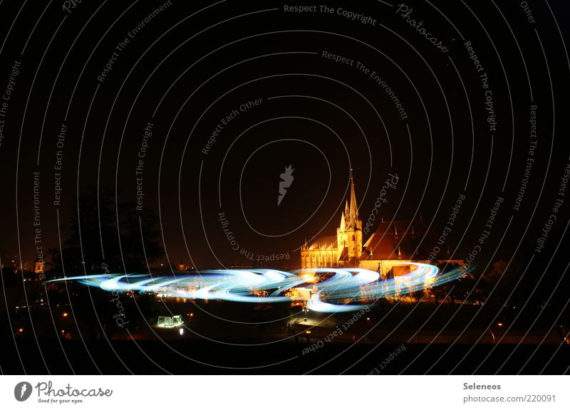there's a universe opening up Erfurt Old town Church Dome Manmade structures Building Tourist Attraction Glittering Illuminate Infinity Light Flashlight