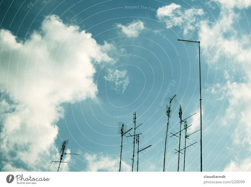 Ready to receive Telecommunications Sky Clouds Beautiful weather Deserted Antenna Communicate Media Receive Transmit TV reception Broacaster Radio technology