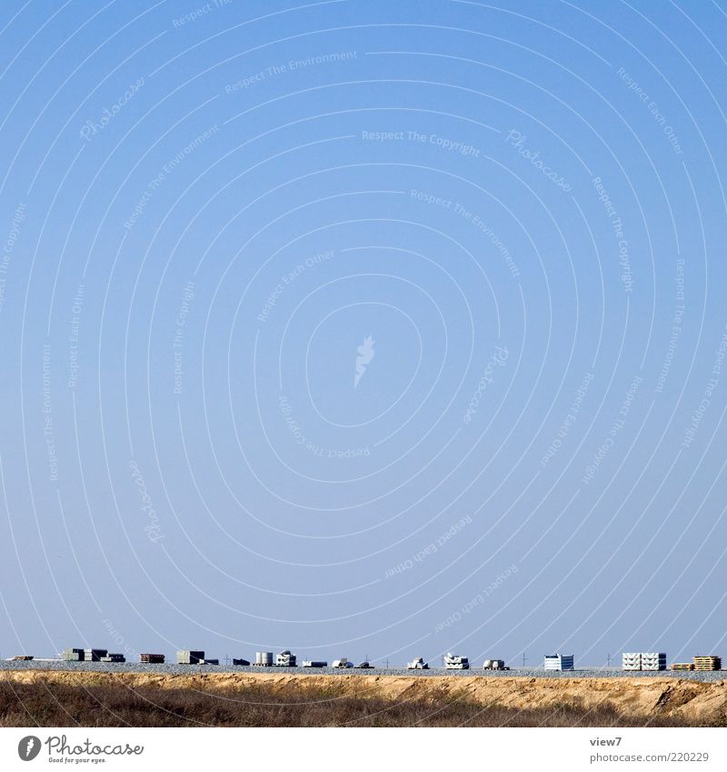 queue Environment Earth Sky Cloudless sky Beautiful weather Simple Above Loneliness Arrangement Row Road construction Colour photo Exterior shot Deserted