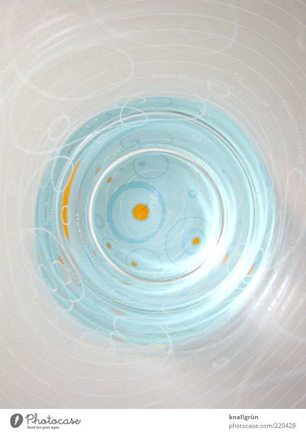 a round thing Glass Bright Round Blue White Circle Tumbler Colour photo Studio shot Close-up Deserted Copy Space top Copy Space bottom Worm's-eye view