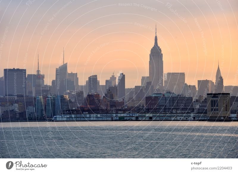Big Apple Sunrise Lifestyle Design Vacation & Travel Far-off places Freedom New York City USA Town Port City Skyline Deserted High-rise Manmade structures