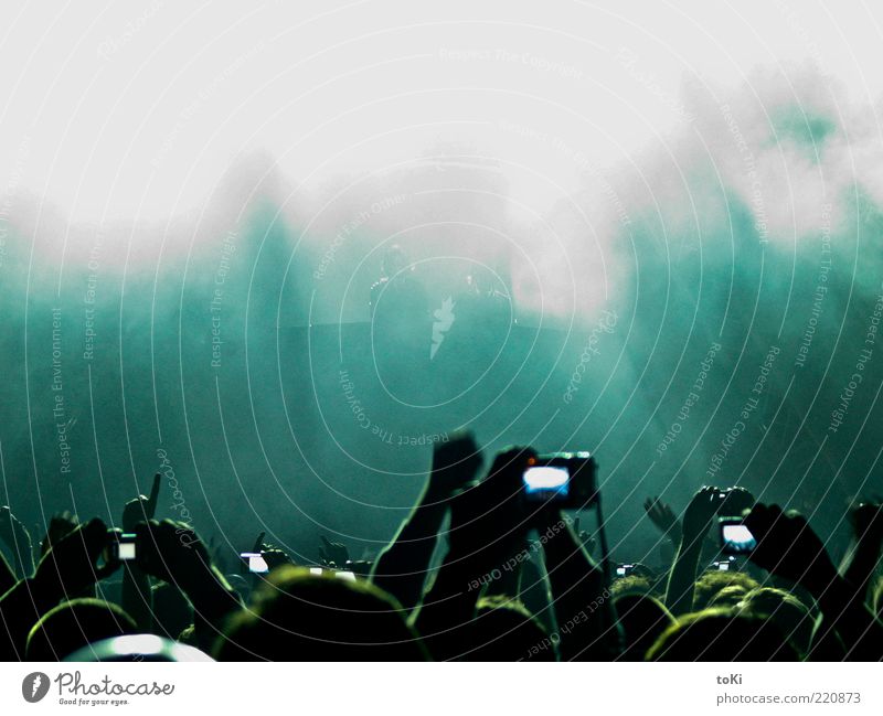 concert Night life Entertainment Event Music Dance Human being Life Crowd of people Concert Stage Listen to music Blue Green White Colour photo Experimental