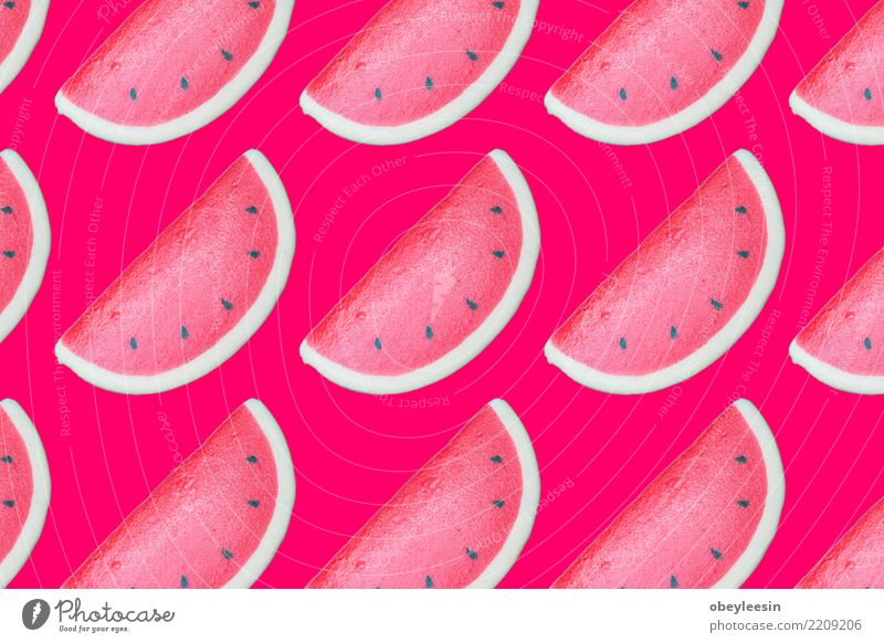 Pattern red watermelon on background. Flat lay, top view Fruit Dessert Nutrition Vegetarian diet Diet Summer Nature Fresh Delicious Natural Juicy Green Red