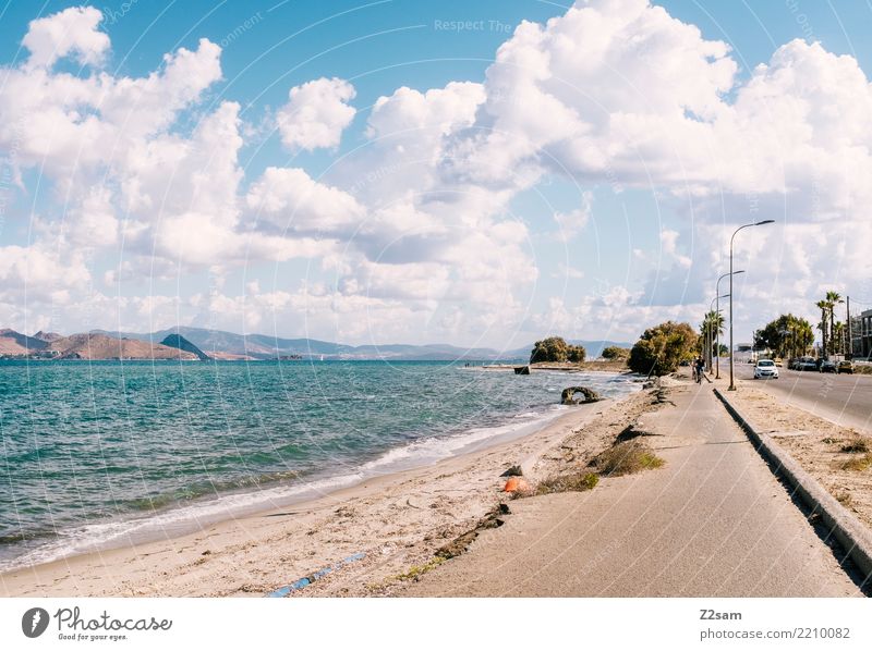 Highway to Kos Vacation & Travel Beach Ocean Island Nature Landscape Clouds Summer Beautiful weather Coast Town Port City Street Cycle path Simple Modern Blue