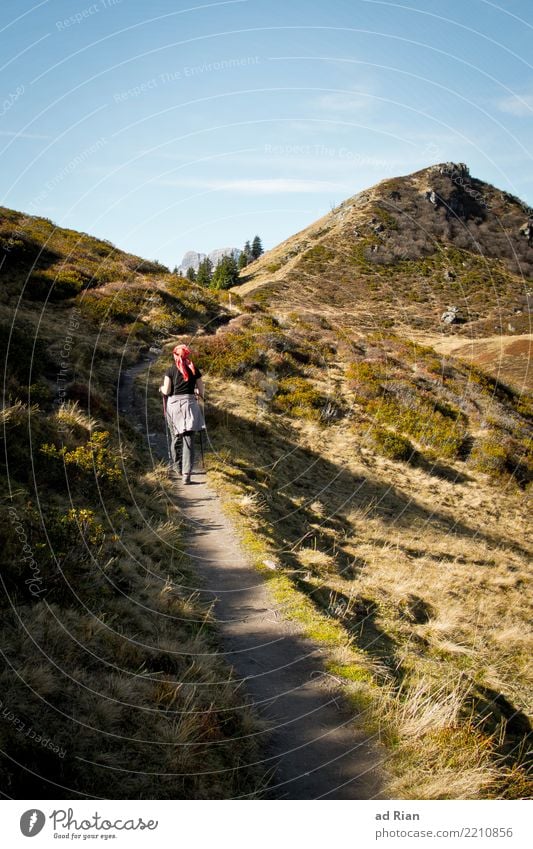 Walking weather V Vacation & Travel Tourism Trip Adventure Far-off places Freedom Mountain Hiking Feminine Woman Adults 1 Human being Environment Nature