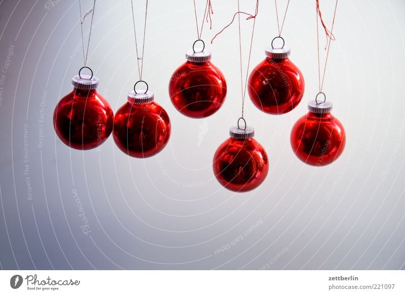 baubles Glitter Ball Suspended Red Christmas & Advent Checkmark Decoration Neutral Background Deserted 6 Side by side Glass Glittering Round Sphere Colour photo