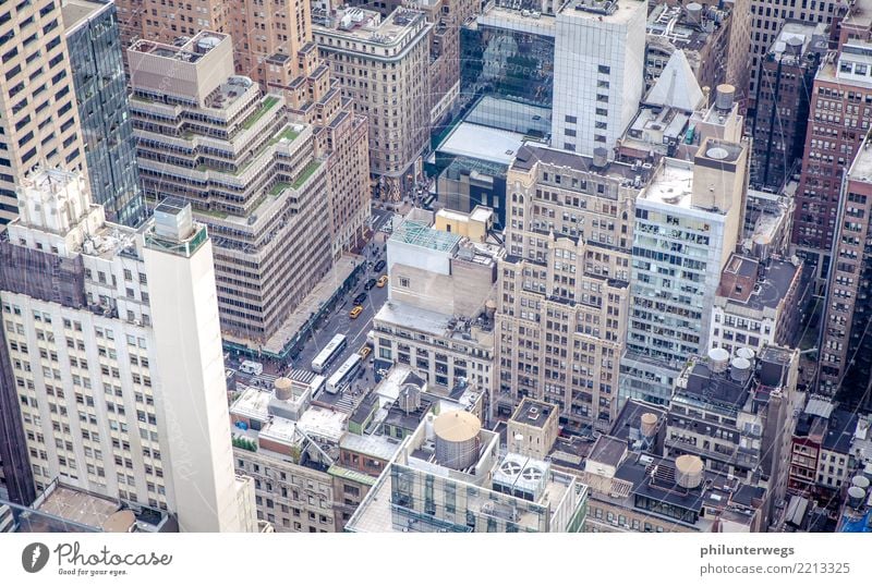 Street canyons of New York, view from above Manhattan New York City USA Americas Town Capital city Port City Downtown Skyline House (Residential Structure)