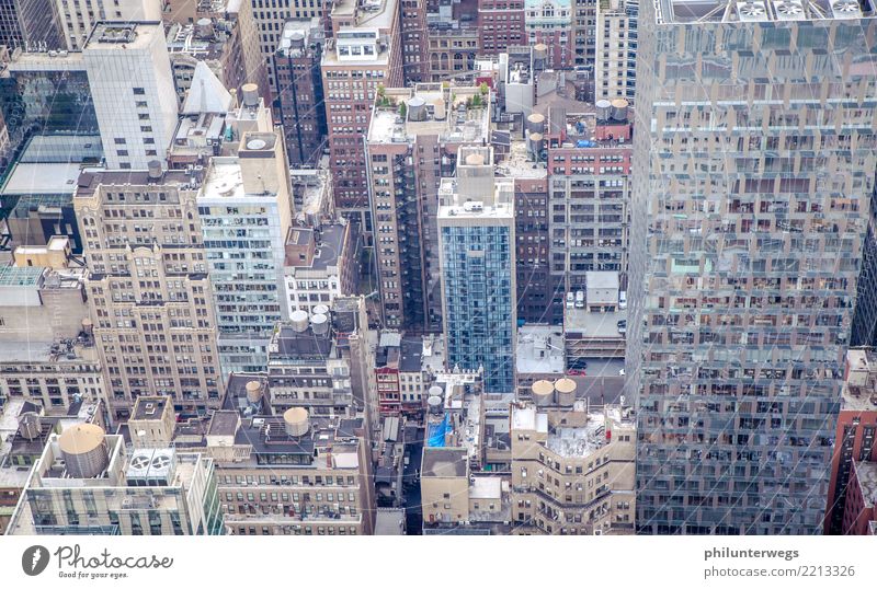 Skyscrapers and houses in New York from above Manhattan New York City USA Americas Town Port City Downtown Skyline Deserted House (Residential Structure)