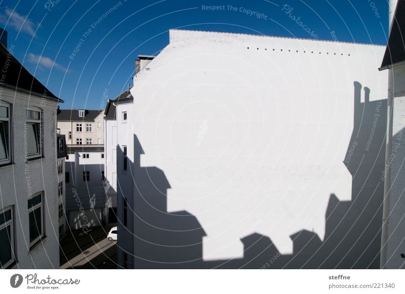 Circular saw reloaded Sky Copenhagen Old town House (Residential Structure) Wall (barrier) Wall (building) Facade Blue White Shadow Colour photo Exterior shot