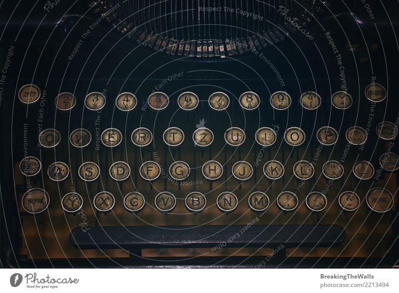 Keyboard of old vintage typewriter Leisure and hobbies Technology Typewriter Old Original Culture Tradition Vintage Antique Historic Latin alphabet