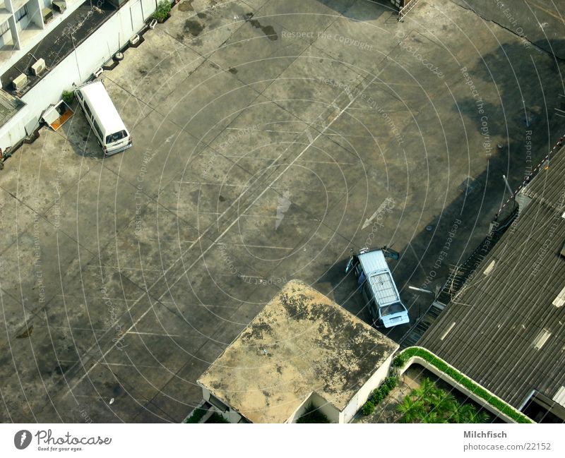 parking area Parking lot Places Empty Bird's-eye view Tar Success Car Old Dirty