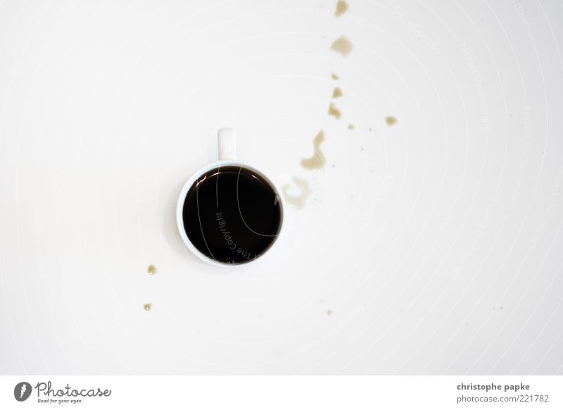 buried Beverage Hot drink Coffee Espresso Cup Spill Patch Coffee cup Colour photo Subdued colour Interior shot Studio shot Close-up Deserted Copy Space right