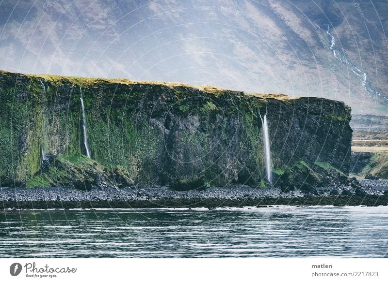 panta rhei Nature Landscape Plant Water Spring Weather Wind Fog Moss Rock Mountain Coast Fjord Waterfall Wet Blue Brown Yellow Gray Green Wetlands Iceland