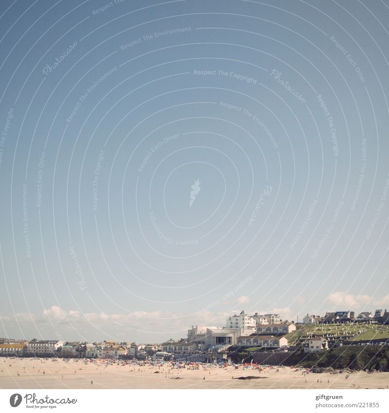 St ives Tourism Summer Summer vacation Sunbathing Beach Ocean Island Environment Landscape Sand Sky Clouds Coast Bay Village Small Town