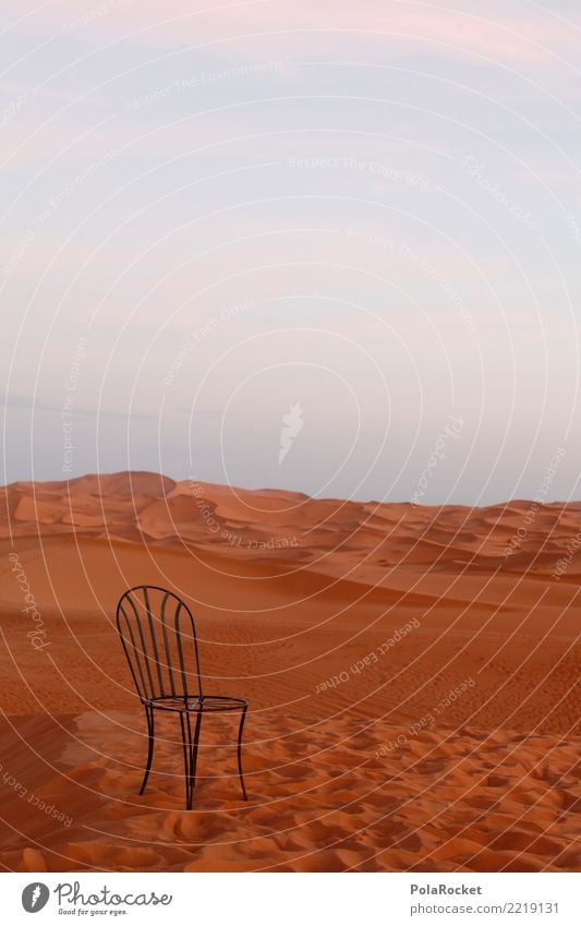 #A# limited places Art Work of art Esthetic Sand Sahara Chair Morocco Dune Colour photo Multicoloured Exterior shot Detail Experimental Deserted Copy Space left