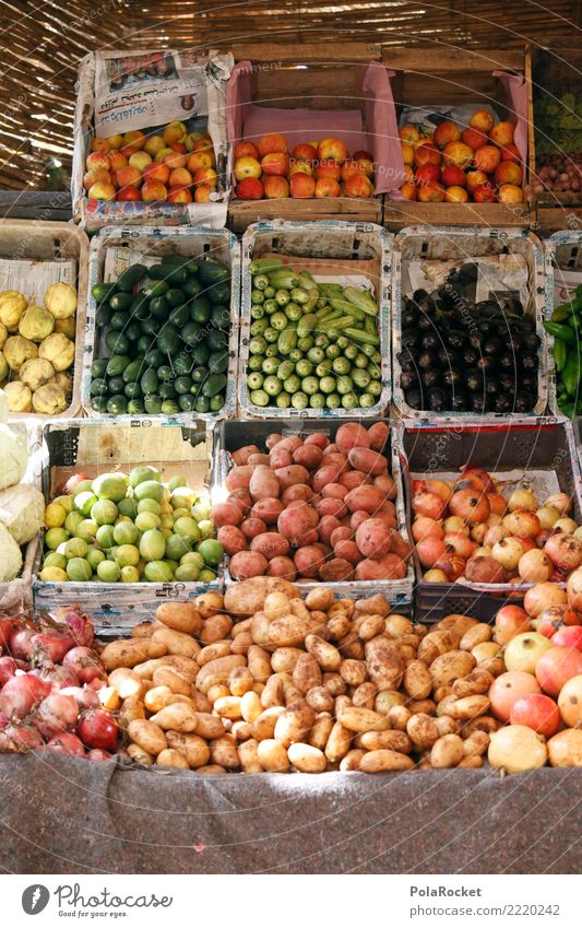 #A# Selection Food Esthetic Markets Marketplace Offer Apple Potatoes Onion Cucumber Aubergine Pomegranate Morocco Marrakesh Colour photo Multicoloured