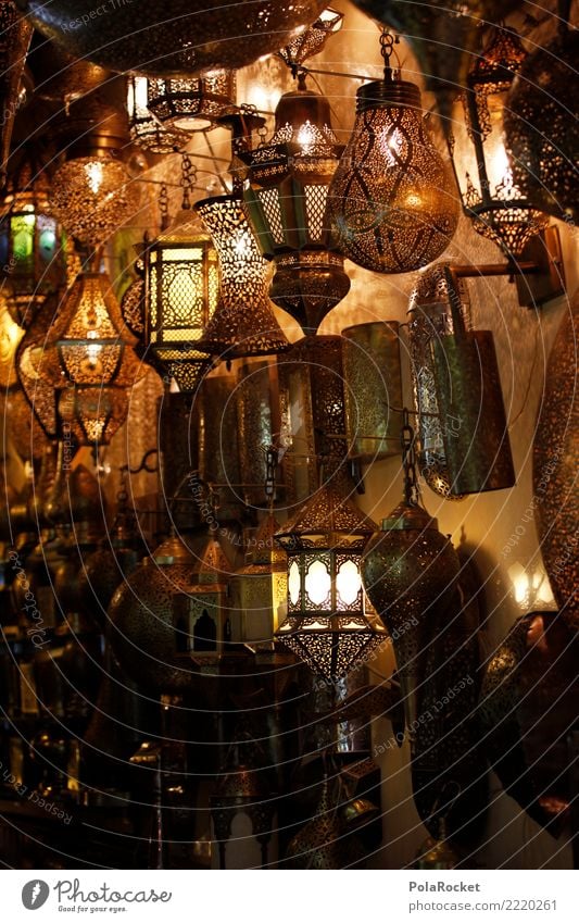 #A# Lamp shop Metal Kitsch Lamplight Lighting store Arabia Near and Middle East Morocco Colour photo Subdued colour Interior shot Detail Pattern Deserted