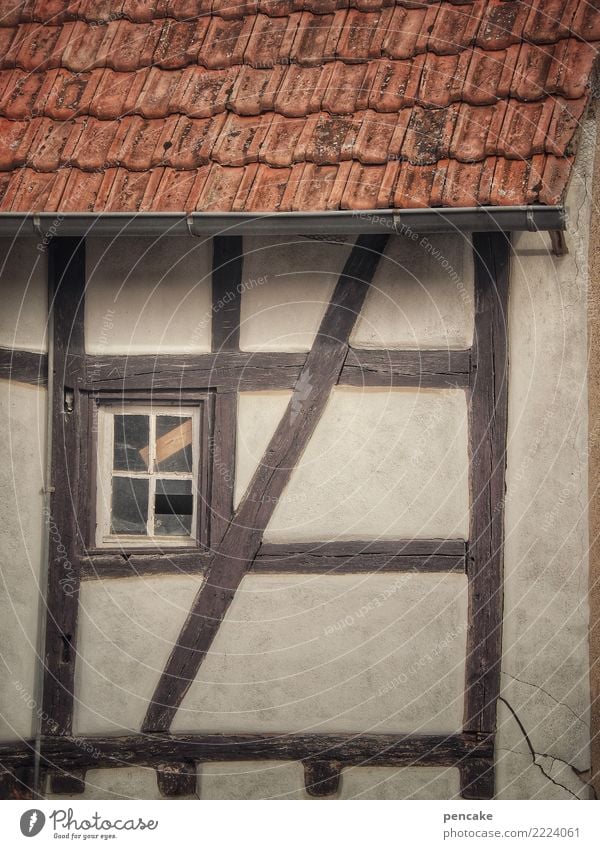 Window to the courtyard Old town House (Residential Structure) Building Architecture Facade Roof Authentic Historic Town Half-timbered house Alsace
