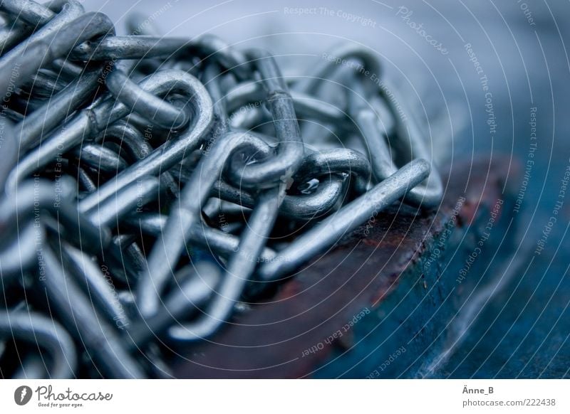 Volatile II Chain Chain link Fastening Attach Metal Attachment To hold on Dark Blue Silver Emotions Moody Power Might Calm Surveillance Iron chain Colour photo