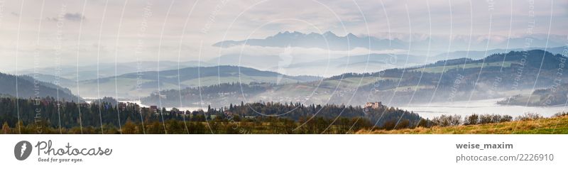Beautiful autumn foggy morning panorama. Tatra mountains Vacation & Travel Tourism Trip Adventure Far-off places Freedom Sightseeing Expedition Summer