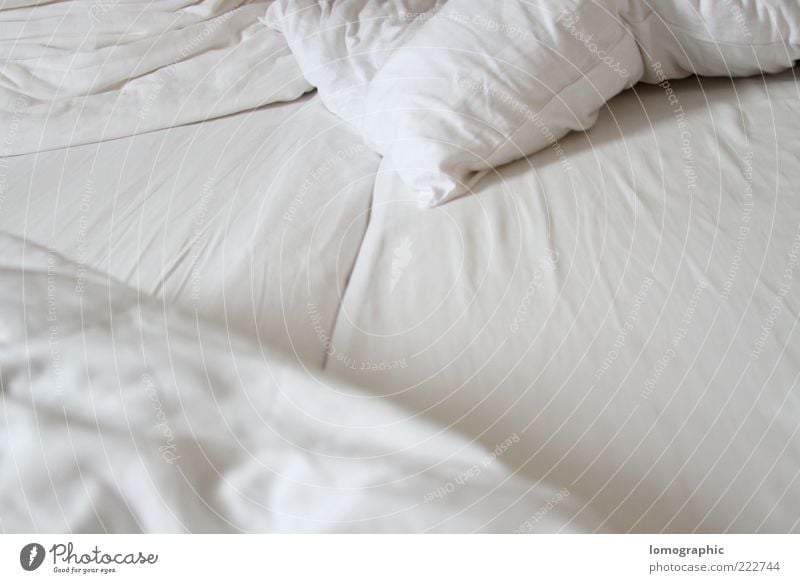 sleepless Contentment Relaxation Bed Bedroom Lie Cuddly White Emotions Moody Duvet Sheet Mattress Colour photo Subdued colour Interior shot Deserted