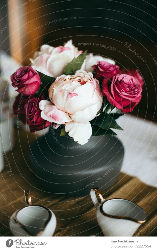 Flowers in vase on coffee table Hot drink Hot Chocolate Coffee Lifestyle Elegant Style Design Wellness Harmonious Well-being Contentment Relaxation Calm
