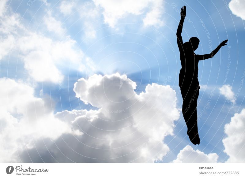 Silhouette 6 Lifestyle Leisure and hobbies Sports Fitness Sports Training Sportsperson Human being Body 1 Sky Clouds Sun Beautiful weather Movement Flying Jump