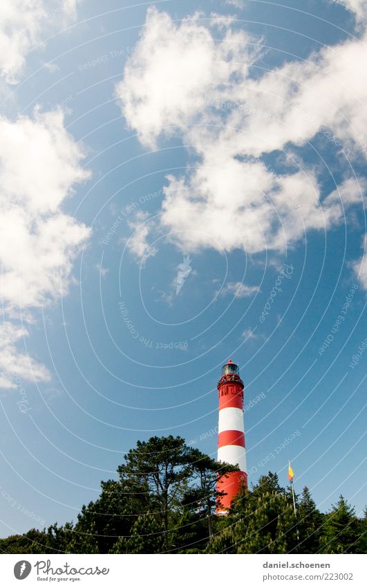amrum Vacation & Travel Summer Island Sky Clouds Weather Beautiful weather Lighthouse Blue Red White Amrum North Sea Ocean Copy Space top Day Worm's-eye view