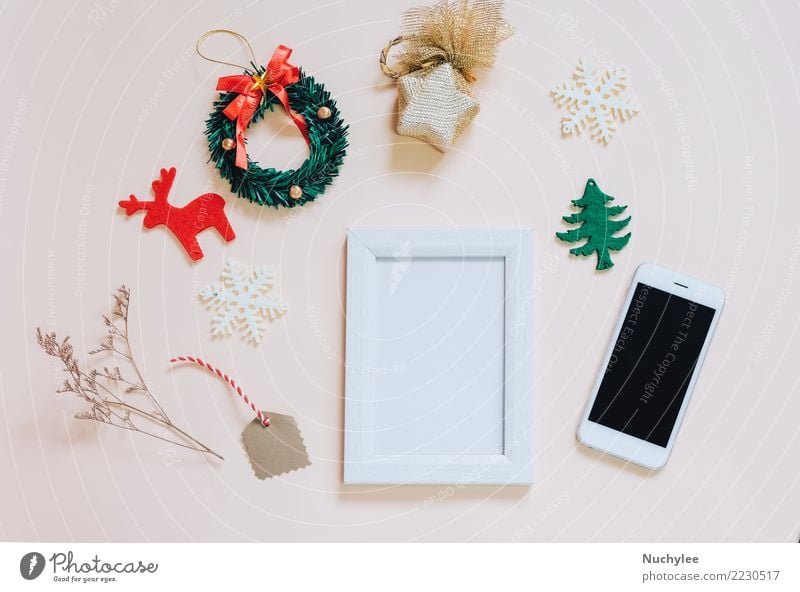 Download Mockup Of Photo Frame With Christmas Ornaments A Royalty Free Stock Photo From Photocase