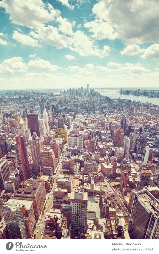 wide angle aerial picture of Manhattan skyline. Flat (apartment) Workplace Office Downtown Skyline House (Residential Structure) High-rise Building Architecture