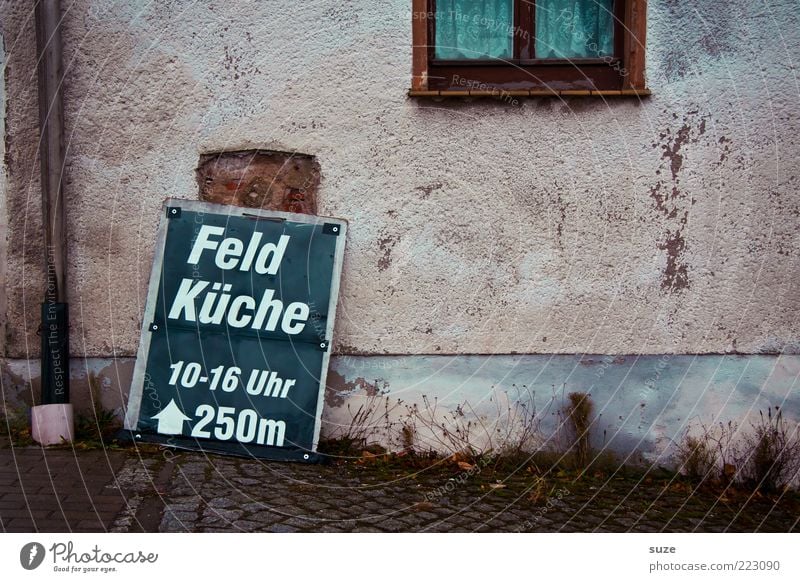 Mittach Fast food Facade Window Signs and labeling Old Simple Snack bar Midday Wall (building) Typography Provision Colour photo Multicoloured Exterior shot