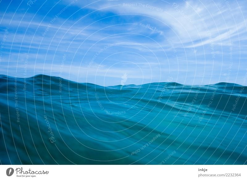 Texture moves to wavy Vacation & Travel Summer Ocean Waves Elements Water Sky Beautiful weather Surface of water Blue Swell Undulating Blue sky Sea water