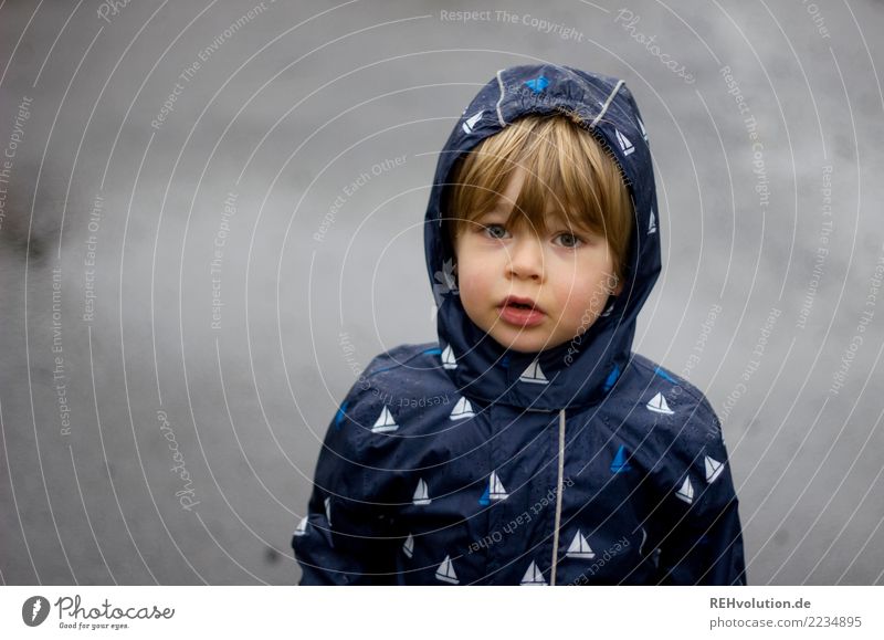 terrible weather Human being Child Toddler Boy (child) Infancy Head Face 1 3 - 8 years Environment Nature Autumn Weather Bad weather Rain Town Street Stand