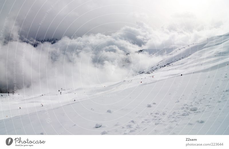 white in white Vacation & Travel Winter Mountain Environment Nature Landscape Sky Clouds Bad weather Esthetic Gigantic Infinity Blue Gray Calm Idyll Perspective