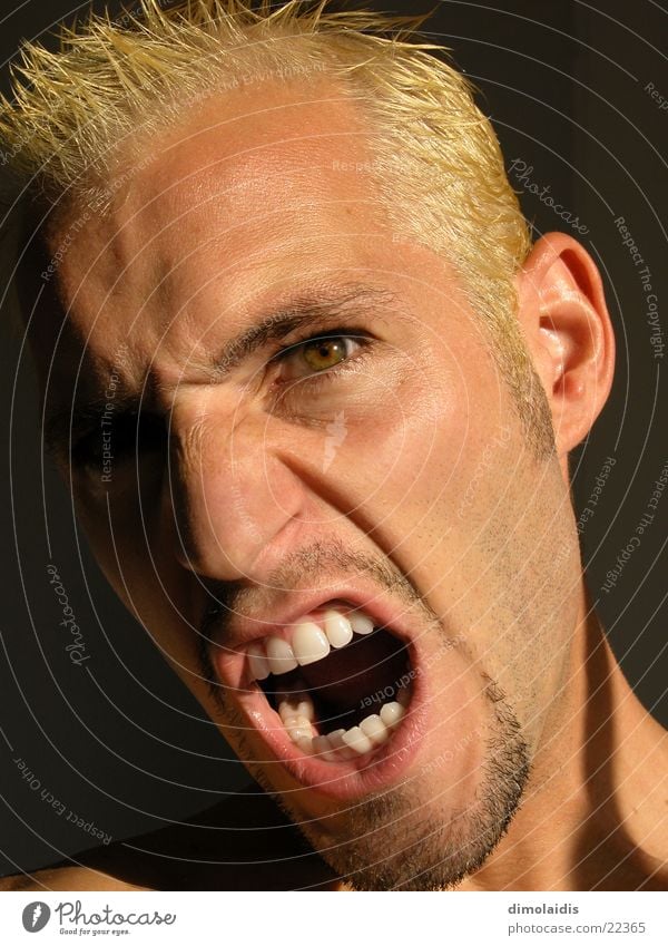 me Anger Aggravation Scream Blonde Facial hair Man Mesh Head Nose Mouth Eyes Teeth