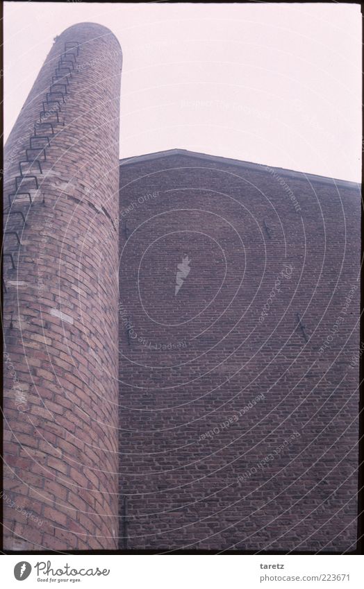 18th century Aachen Wall (barrier) Wall (building) Old Historic Industrial Cloth factory Chimney Tall Brick Brick wall Pink Geometry Round Sharp-edged Simple