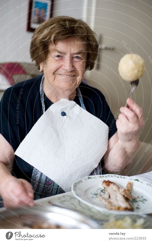 Grandma's dumplings are the best! Food Meat Nutrition Eating Lunch Flat (apartment) Living room Feasts & Celebrations Mother's Day Human being Woman Adults