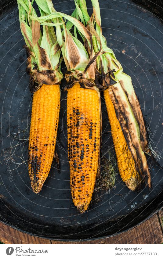 Roasted corn on the grill Vegetable Nutrition Vegetarian diet Summer Fresh Hot Delicious Yellow Gold BBQ roasted food cob barbecue healthy sweetcorn Corn cob