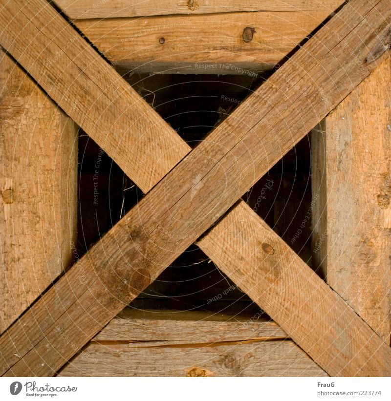 beam cross Craft (trade) Roof Wood Crucifix Old Firm Historic Brown Safety Colour photo Interior shot Day Continuity Worm's-eye view Roof beams