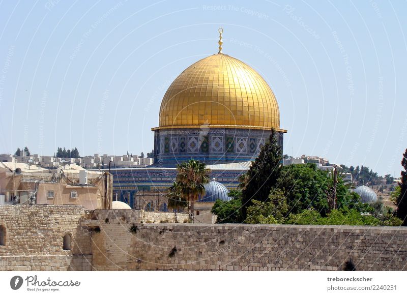 The dome of the Rock in Jerusalem, Israel Vacation & Travel Sightseeing Skyline Dome Wall (barrier) Wall (building) Religion and faith Islam City Moslem