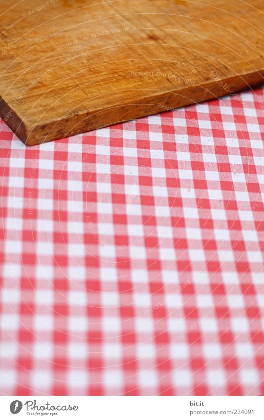 Snack without bread Nutrition Dinner Picnic Brown Red White Joy Chopping board Table decoration Checkered Brunch Wooden board wood Cloth Cloth pattern