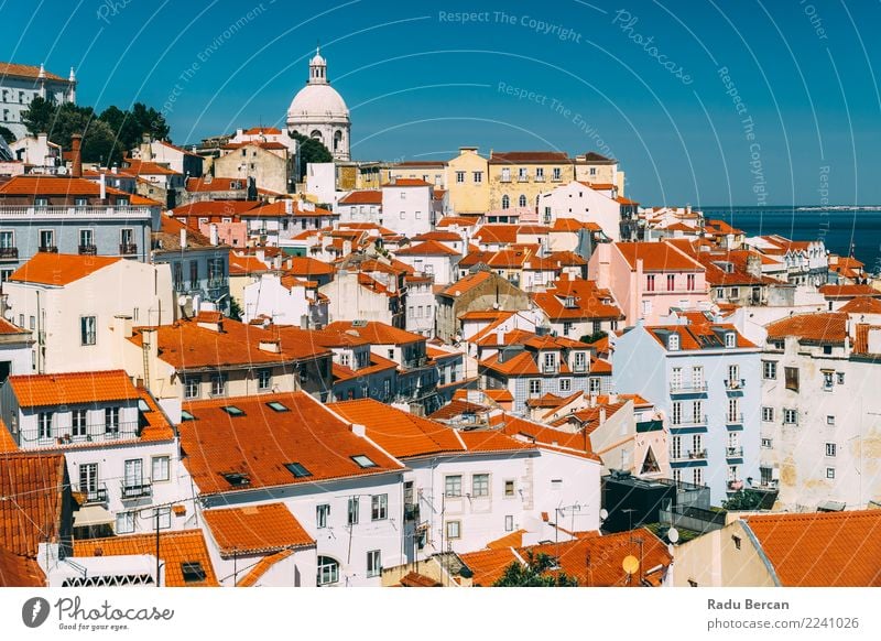 Downtown Lisbon Skyline Of Old Historical City In Portugal Vacation & Travel Tourism Sightseeing City trip Expedition Summer House (Residential Structure)