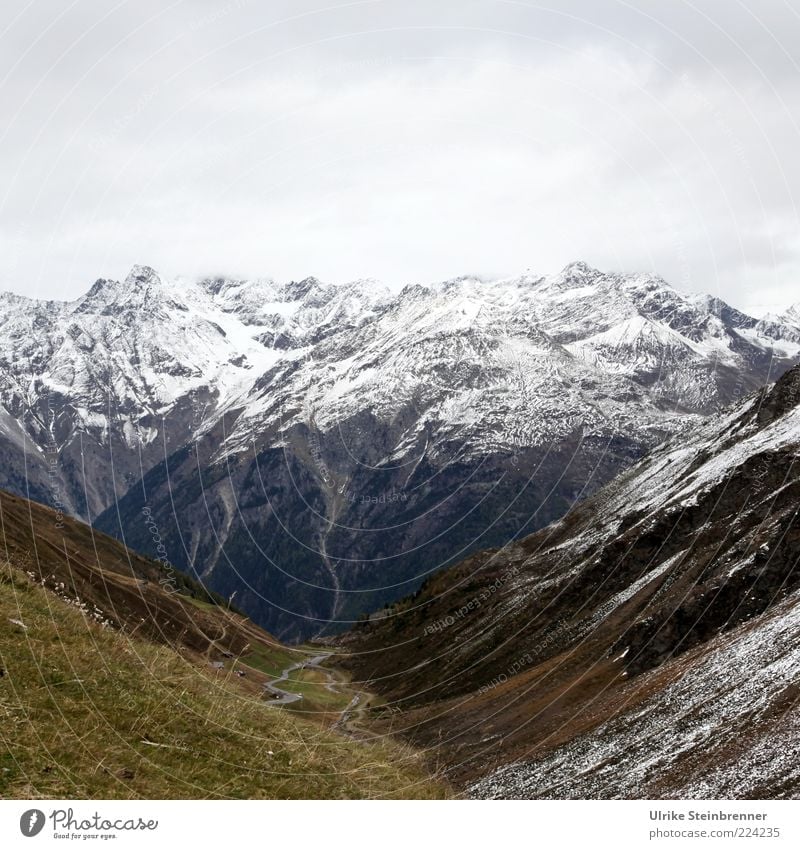 View of the Ötztal mountains from the Rettenbach glacier Nature Landscape Autumn Ice Frost Snow Grass Rock Alps Mountain Ötztal Alps Rettenbach Glacier Peak